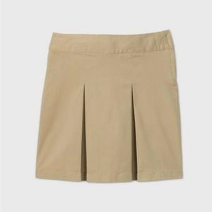 Girls' Stretch Uniform Pleated Twill Skort Side Zipper- Cat & Jack™ Beig…